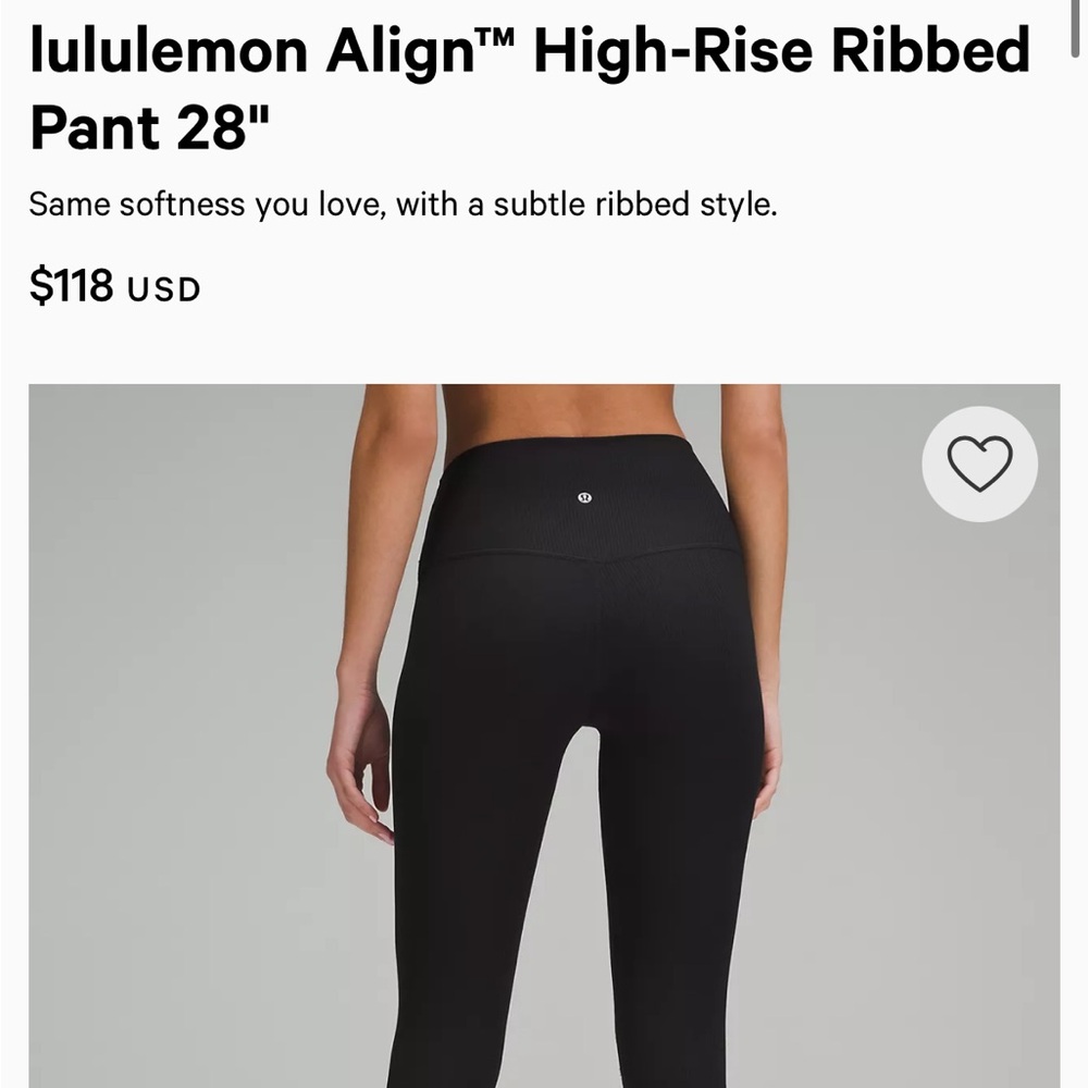 Lululemon Align High-rise 28” Ribbed Leggings - WORN ONCE - LIKE NEW
